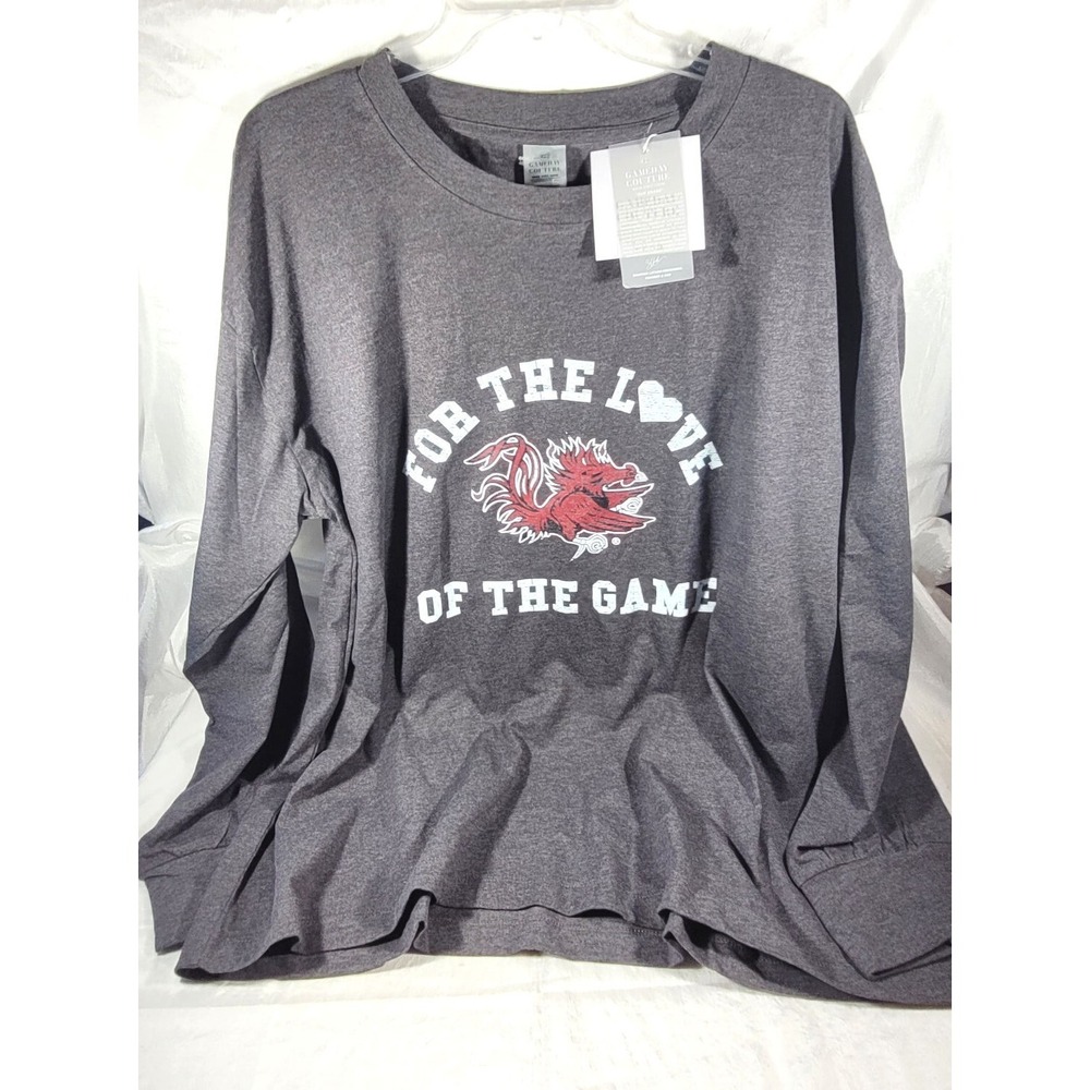 Gameday Couture South Carolina Gamecocks Luxe Boyfriend LS T-Shirt - Gray‎ - 2XL